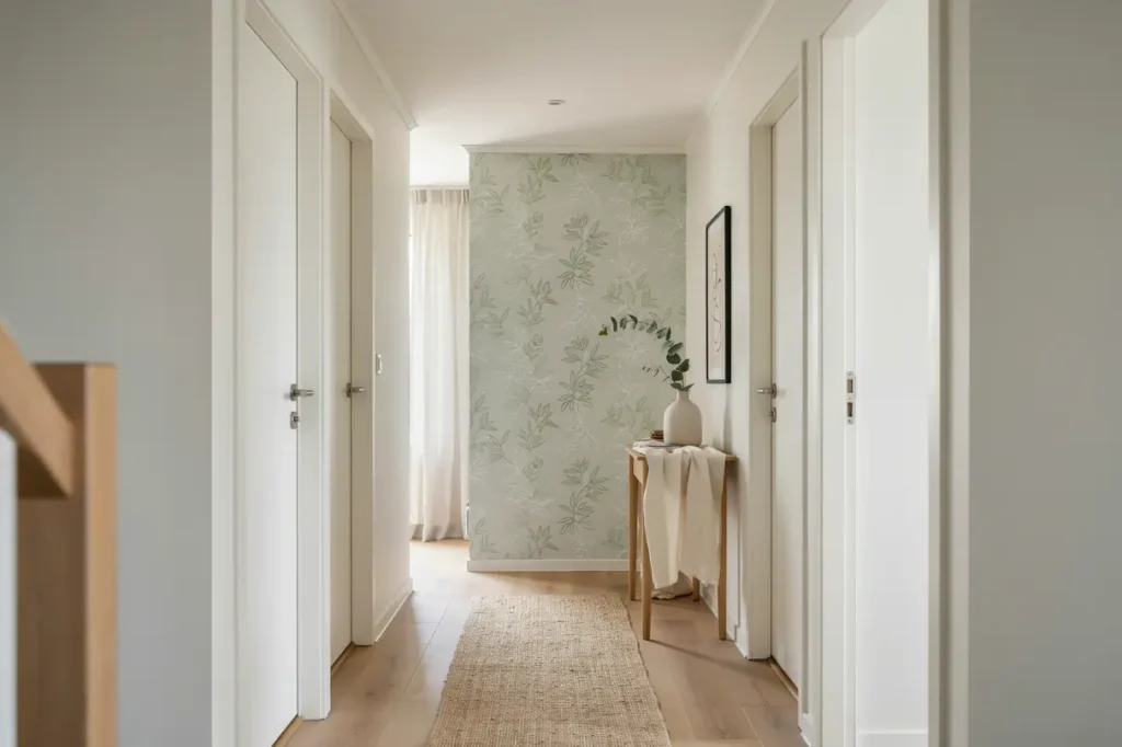 tapetsering och m lning av hall i villa i m lnlycke
